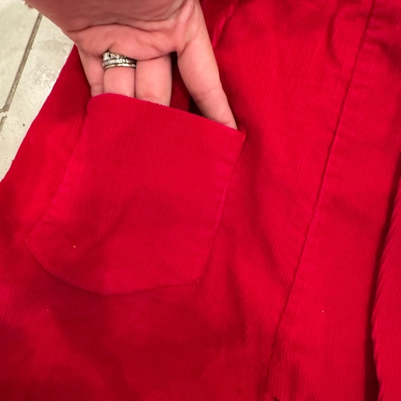 Vintage Girl’s Corduroy Red Flower Appliqué Overall Jumpsuit Romper - Picture 4 of 7